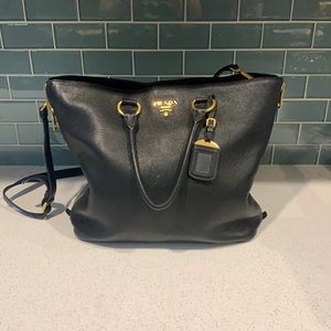 Authentic PRADA Black Vitello Phenix Shopping Tote